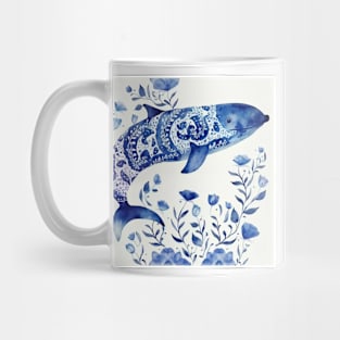 Majestic sea dolphin in navy blue Mug